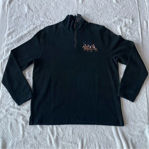 Vintage Polo by Ralph Lauren Mens Embroidered Triple Pony 1/4 Zip Pullover, XL